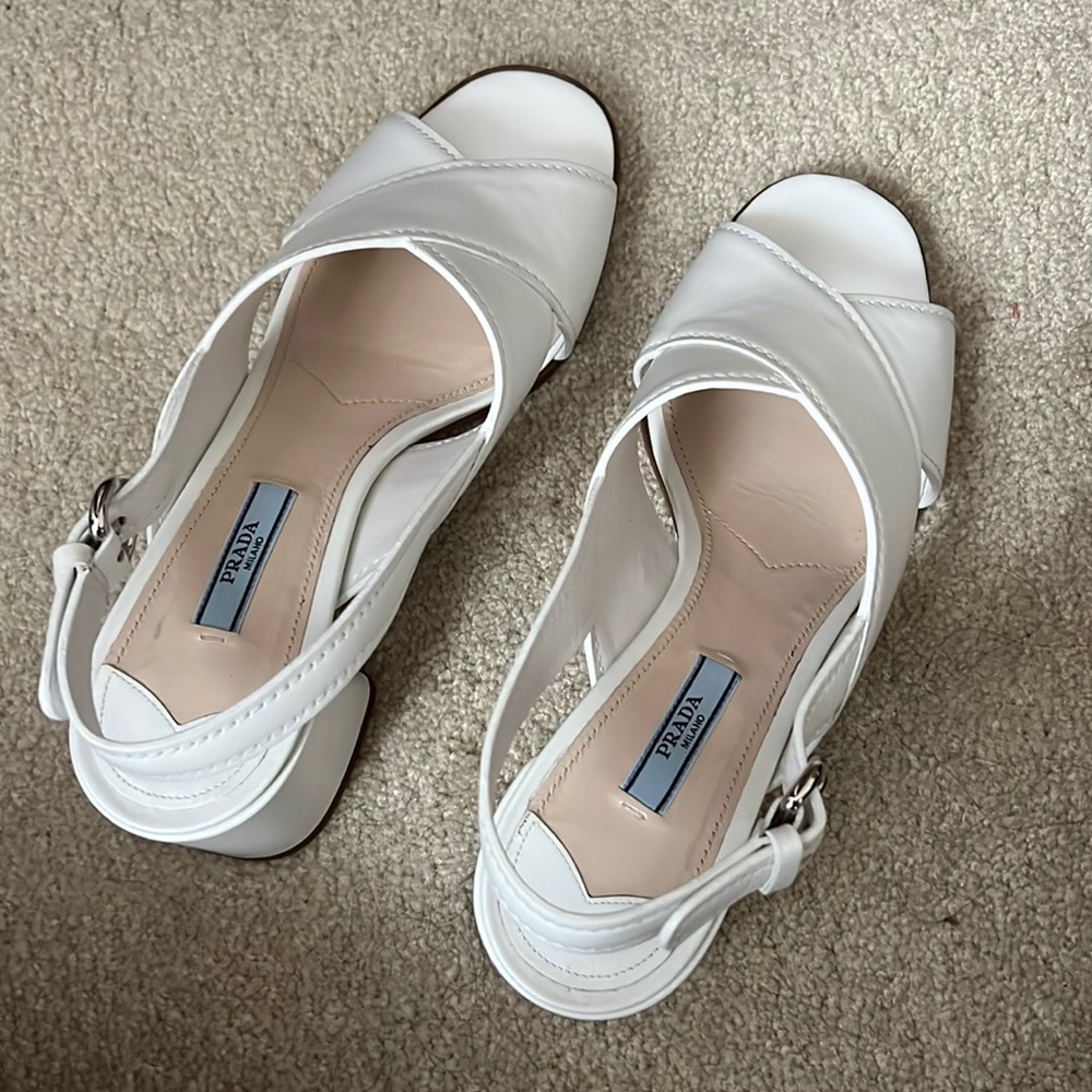 White Prada Heels Slingback